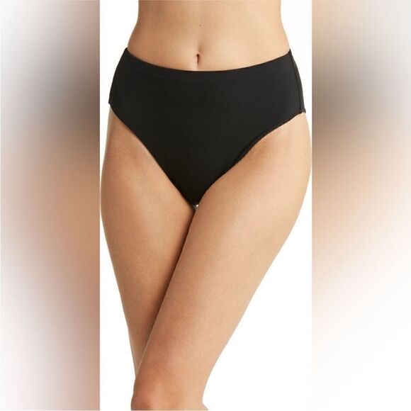 Robin Piccone NWT High Waist Textured Bikini Bottom in Black Size XS - Picture 1 of 8